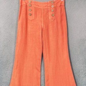 Anthropologie Elevenses Kingsland linen sailor trouser size 6 size 8 coral.